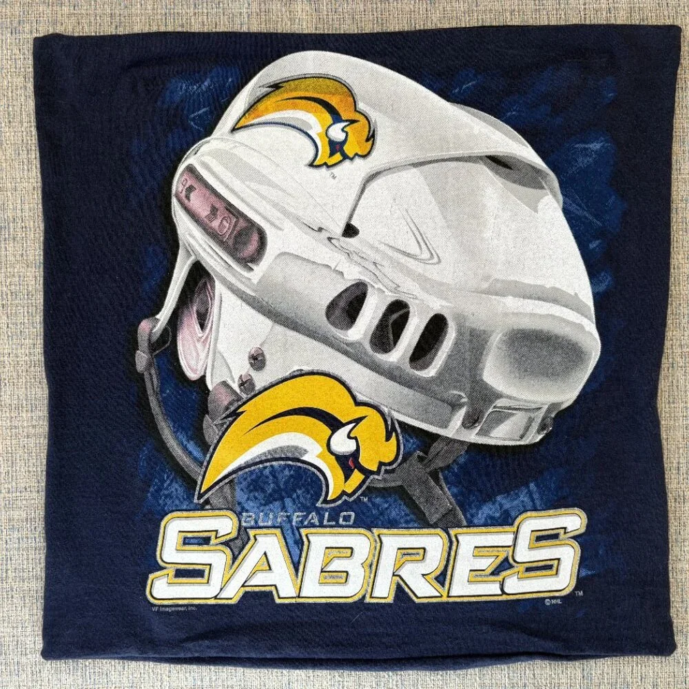 Buffalo Sabres NHL Hockey handmade 16 x 16 upcycled T shirt throw pillow cover